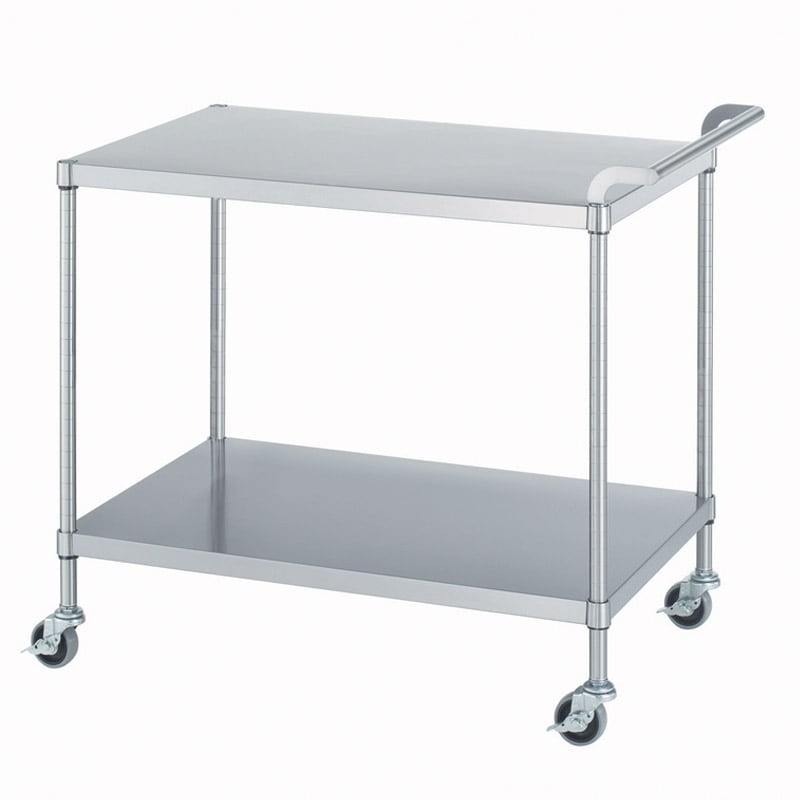 18-0ステンレスワゴン 片側ハンドル 棚2段 H800mm│CSC NET [シーズ