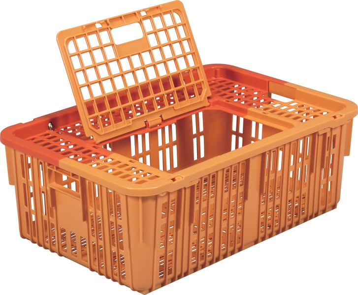 三甲 鳥篭4型プラ網フタセット オレンジ 容量64.4L 蓋：中央開閉式扉