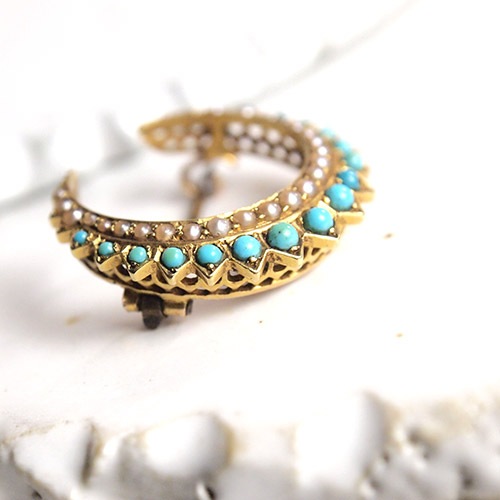 JA053ペンダント＆ブローチ with ターコイズ シードパール9ct