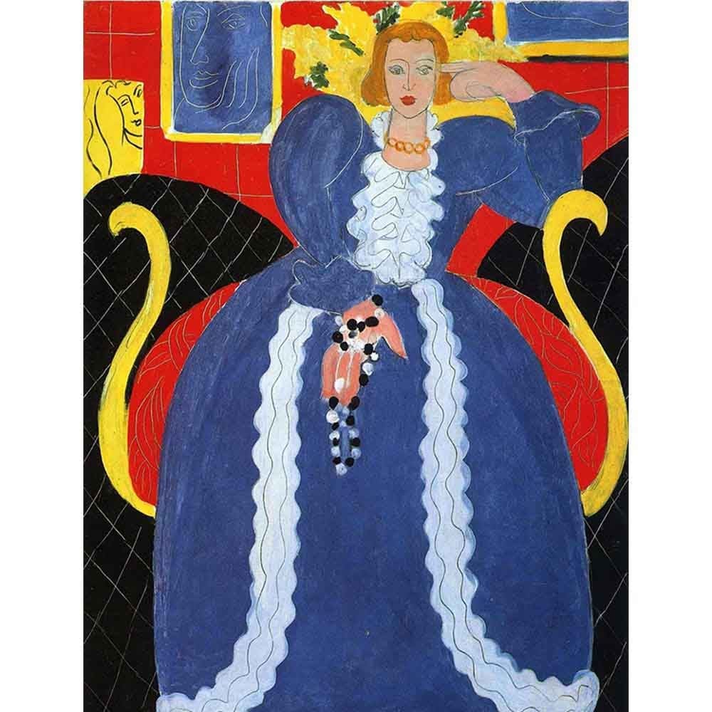 青いローブを着た女性とミモザ 【15号】 アンリ・マティス 【 額縁が