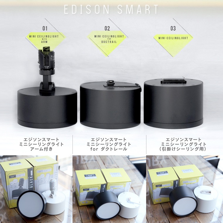 エジソンスマートミニシーリングライト アーム付き(ダクトレール用