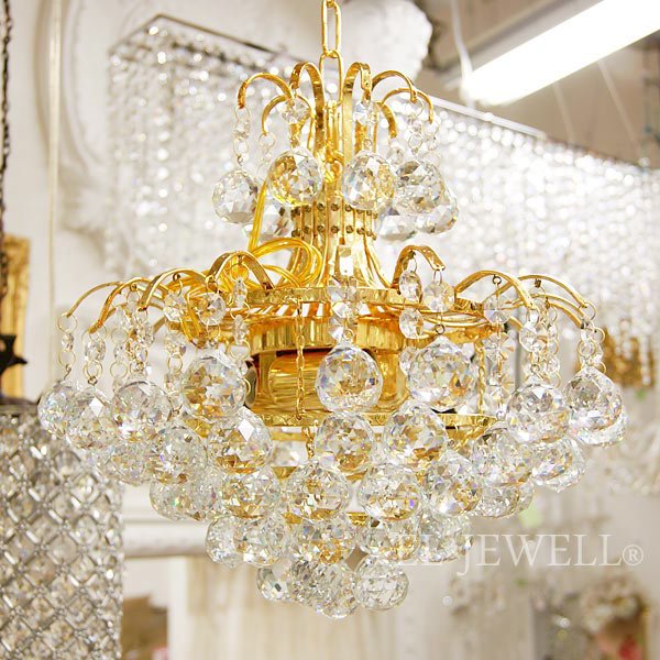 5台から注文可】 ボールクリスタルミニシャンデリア 3灯 ゴールド