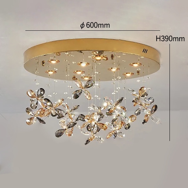 デザイン照明 クリスタルシーリングライト ゴールド（φ600／800