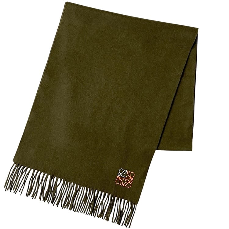 ロエベ マフラー カーキグリーン アナグラム 美品 クリーニング済み