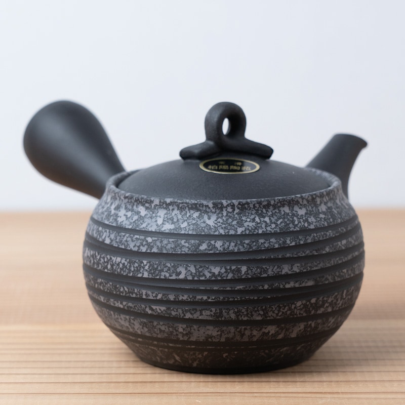 常滑焼 甚秋陶苑(伊藤成二)作 茶藻掛け茶壺 横型 [東山