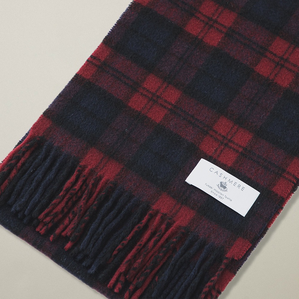 カシミヤ100％ チェックミニマフラー | Muffler | FUKAKINET