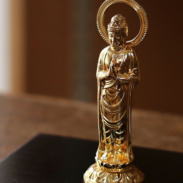 仏像】 聖観音菩薩 小 7.2cm （純金メッキ） | 仏具,仏像(金属製