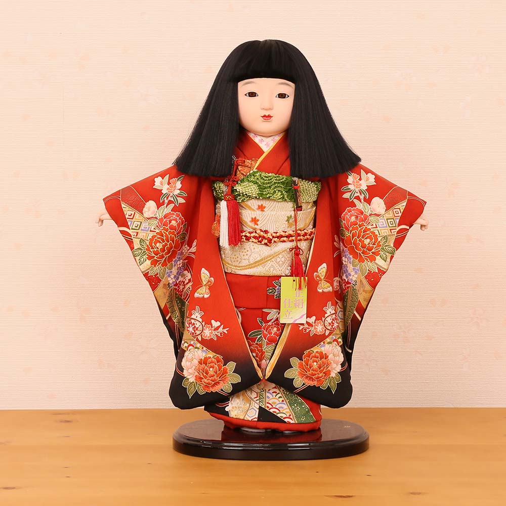 市松人形 齊藤公司作 13号 正絹金彩友禅 刺繍 13j-01a-j