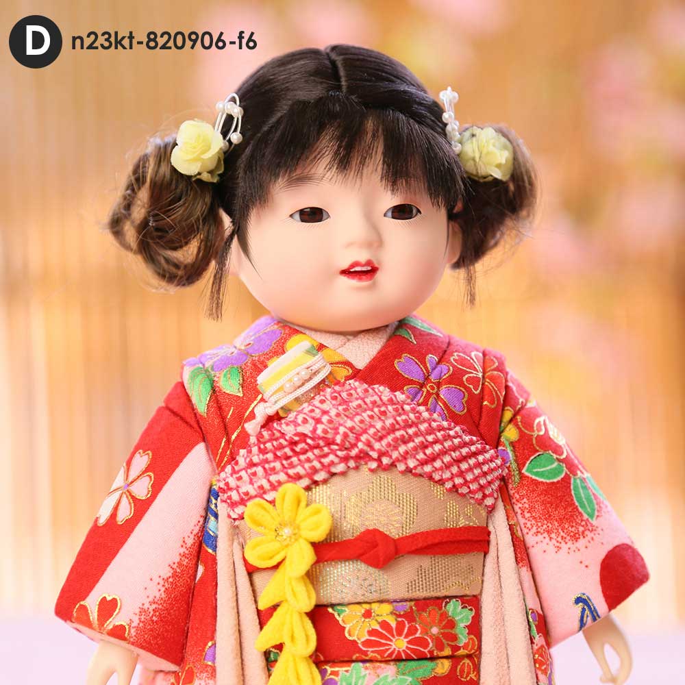 市松人形 齊藤公司作 ミニ松820口開き 横幅16.5cm