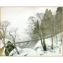 川合玉堂『雪中水車』冬 額 : アートの友社 川合玉堂『雪中水車』冬 額