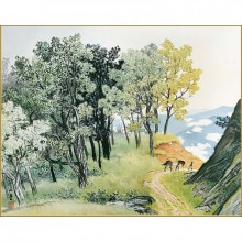 川合玉堂『山雨一過』夏 掛軸 : アートの友社 川合玉堂『山雨一過』夏