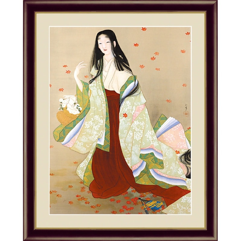 上村松園『花がたみ』額 : アートの友社 上村松園『花がたみ』額