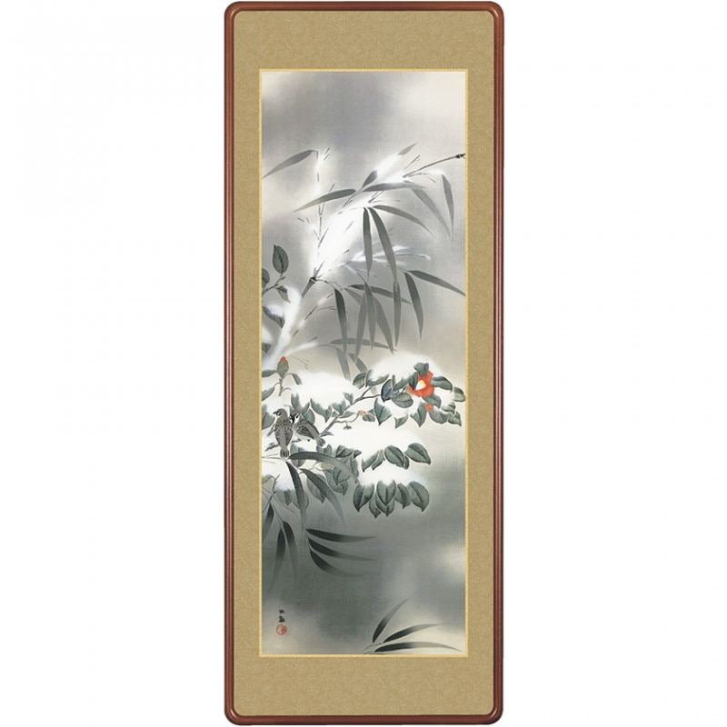 日本画額装 田家雪 横山大観 勅題画特選 まほろばの大和 絹本墨画 絵画