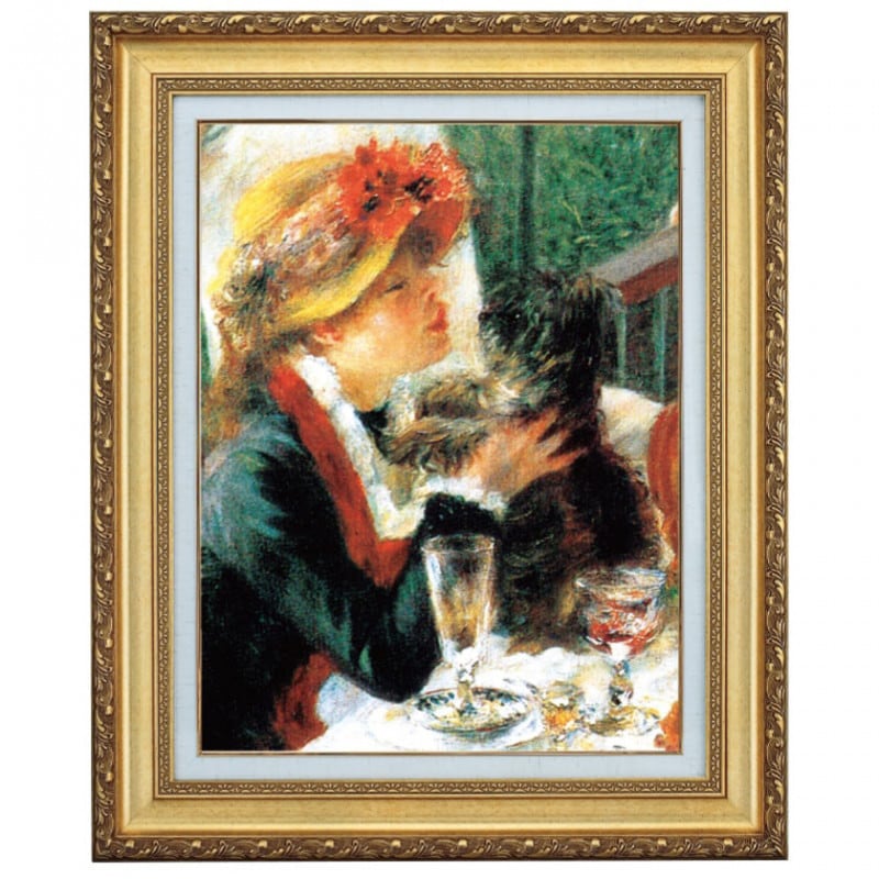 ルノアールわら束を持つ少女 木製フレーム付き 約58×49cm ルノアール