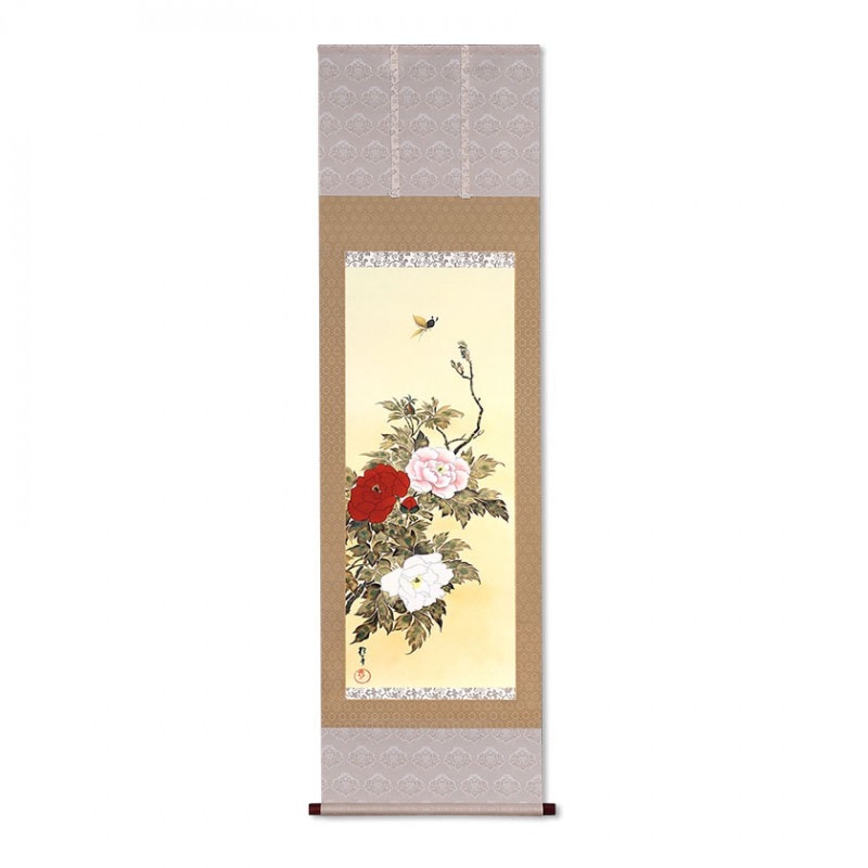 ぽん掛け軸 酒井抱一 三日月千鳥 絹本 名品 複製 希少軸装茶道具掛軸美