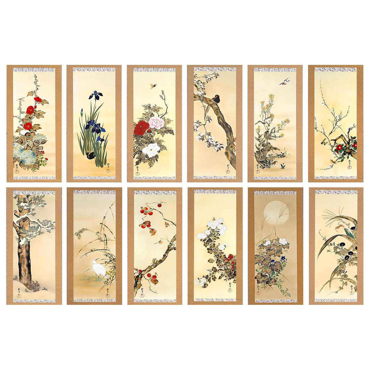 中国古美術】 ・ JP1621・ 雅玩堂 蔵出し 掛け軸 紙本・『顏伯龍・花鳥