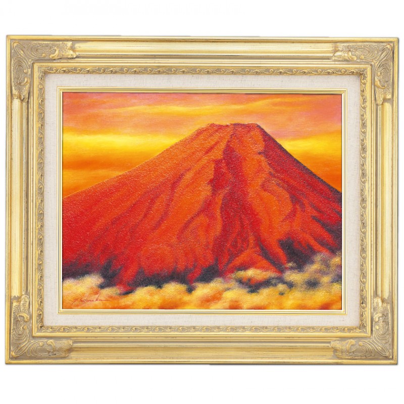 絵画 油絵 赤富士 Y.NAKA サイン有り 絵画 油絵 赤富士 Y.NAKA サイン有り