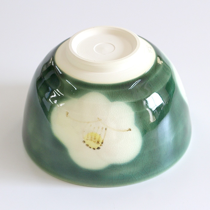 茶道具 抹茶茶碗 清水焼 織部椿 西川貞三郎商店（W-207）