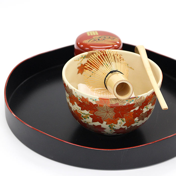 茶道具 抹茶茶碗 宮地英香作 仁清 紅葉