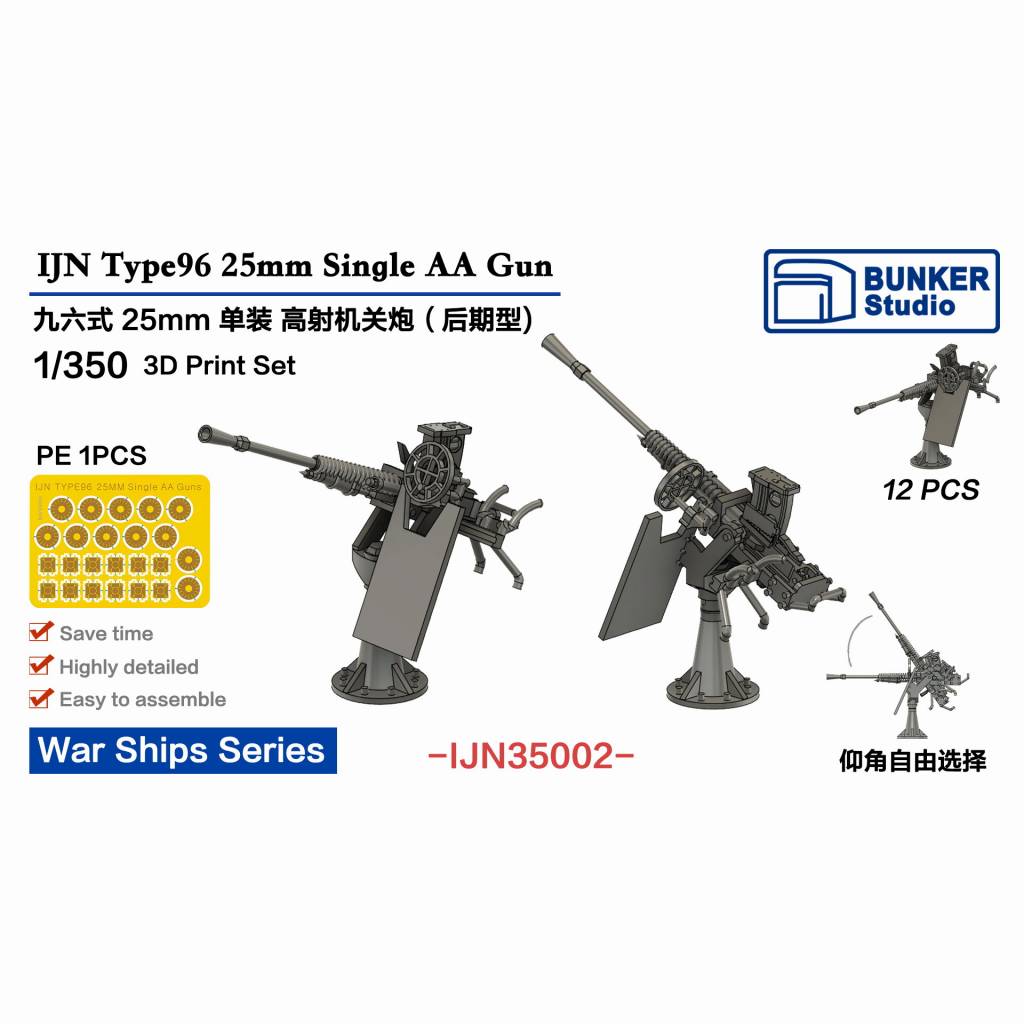 IJN35002 日本海軍 九六式25mm単装機銃 (後期型)/防盾【ネコポス規格外