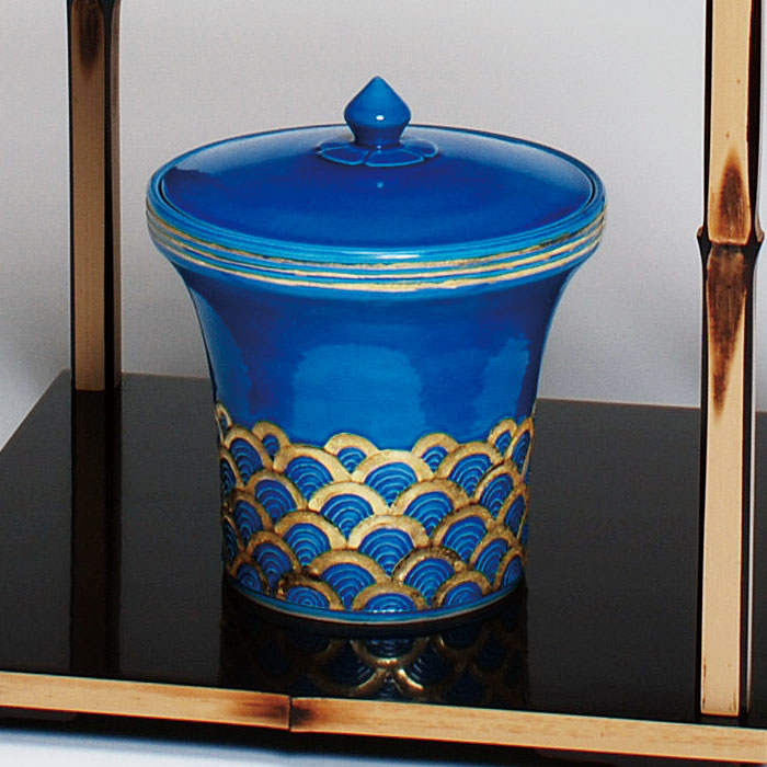 茶道具 水指 浅黄交趾 末広水指 御室窯 【公式通販】