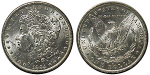 アメリカ モルガンダラー 1ドル銀貨 1884-O UNC 擦り傷有り | アメリカ