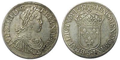 1629年Aフランス 1/12Ecu銀貨 王冠 フルール・ド・リス 1629年A