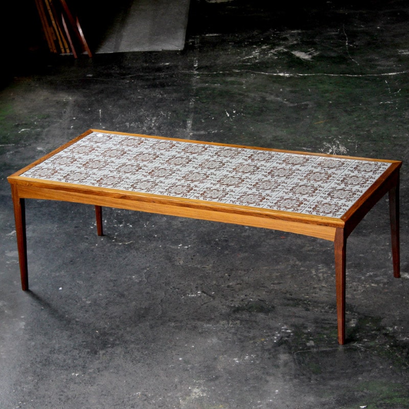 DK19-327 北欧 ヴィンテージ タイルトップ コーヒーテーブル ローズ