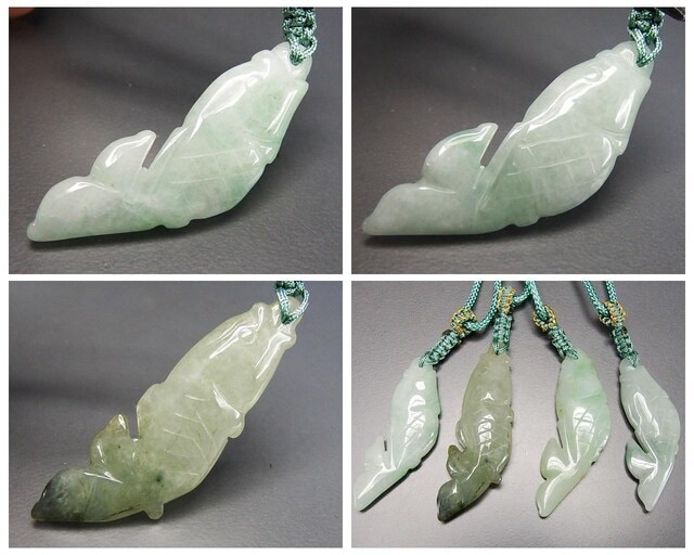 レア品ひすい本翡翠鯉手彫り天然石ネックレス個体差有りランダム発送