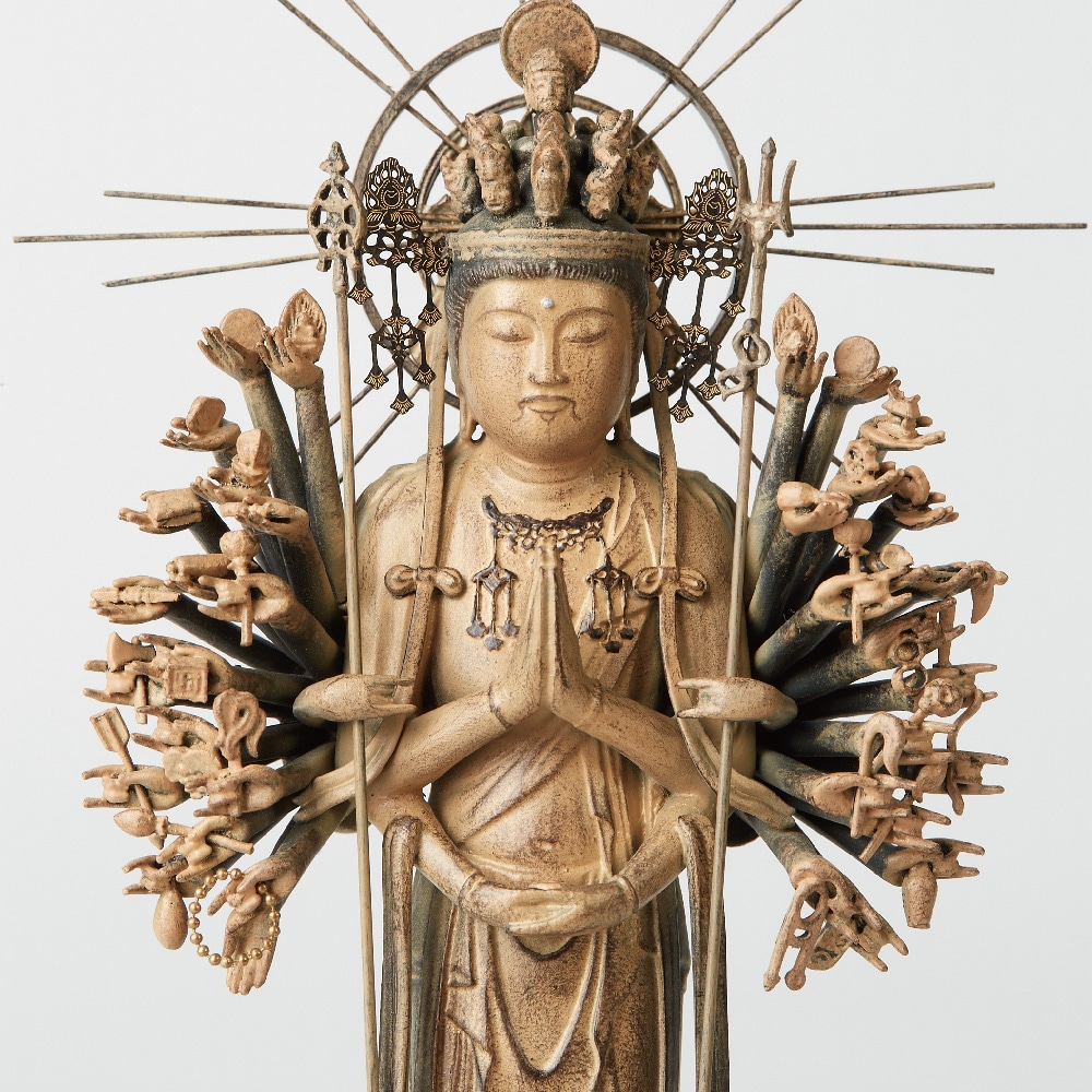 黄楊 6寸 立千手観音 #079 黄楊 6寸 立千手観音 #079