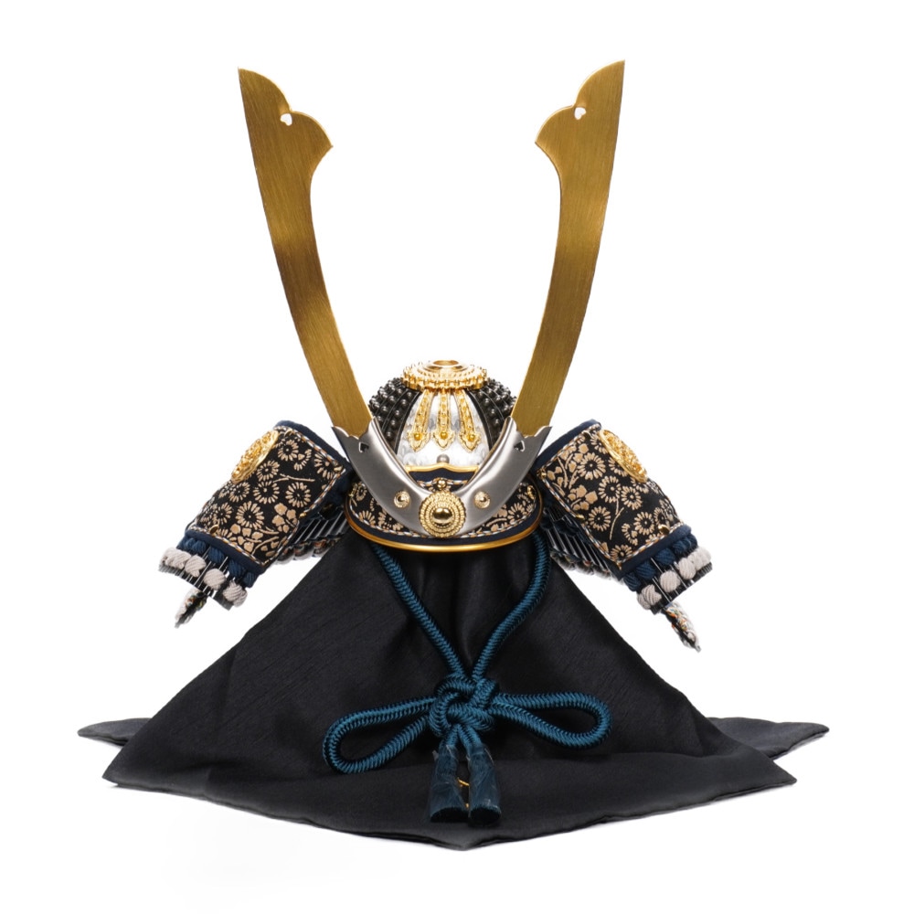 五月人形】四分之一 暁(オリジナル) 紺糸威 兜飾り〈雄山作〉[245-145