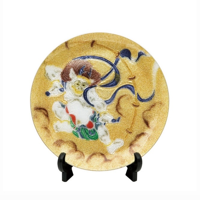 七宝焼き 俵屋宗達 飾皿 13.5丸 雷神 | 飾皿 丸形 | 伝統工芸品・和風