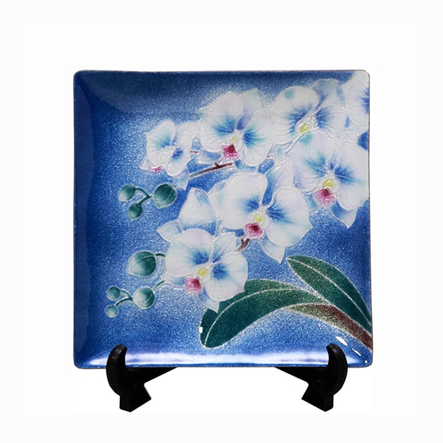七宝焼き 飾皿 66 新胡蝶蘭(しんこちょうらん) | 飾皿 角形 | 伝統工芸