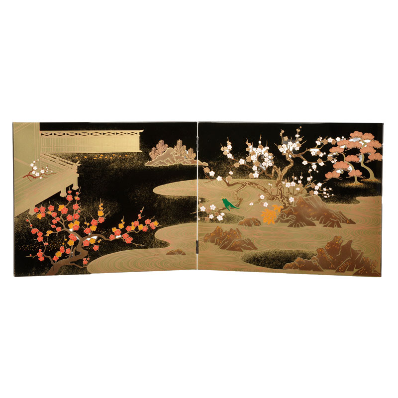 会津漆器 屏風 黒 2月屏風 初音 | 屏風 | 伝統工芸品・和風記念品 通販