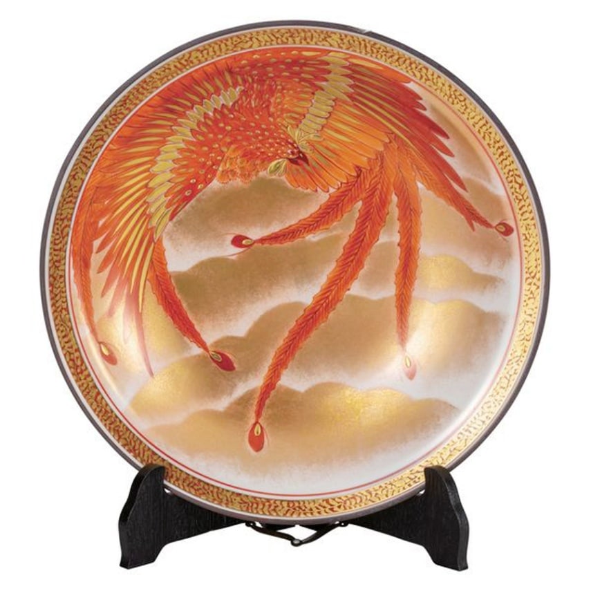 九谷焼 飾皿 10号・金襴手 鳳凰 （皿立付）/ 福田 良則 | 飾皿 | 伝統