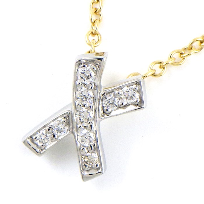 ティファニー スクリブル ブローチ 750/PT950ダイヤ付き 希少