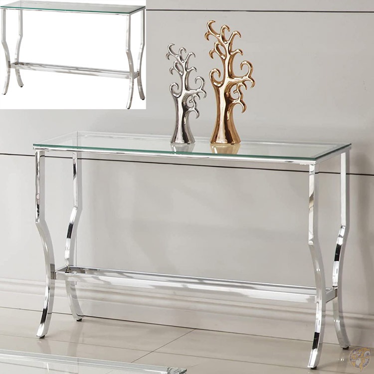 ガラストップ コンソールテーブル カラーChrome お洒落テーブル ガラス