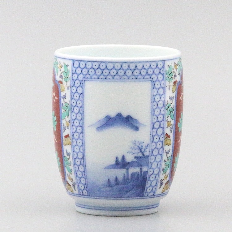 湯呑 蓋なし大 染錦 山水地文 | 湯呑 | 柿右衛門窯公式オンラインショップ