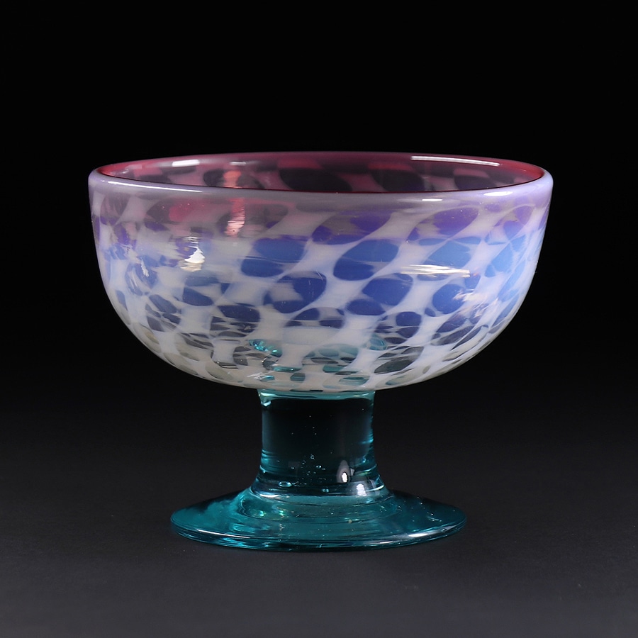 大正ロマン 吹雪紋氷コップオレンジ ウランガラス 和ガラス