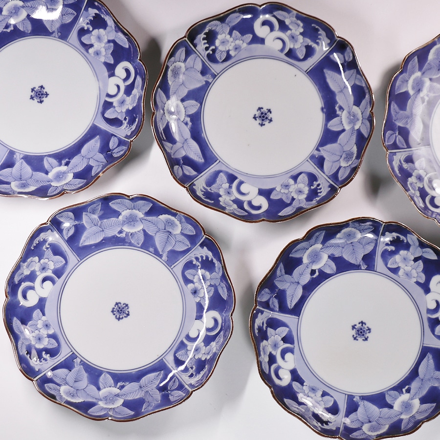 古伊万里 藍柿手 染付 向付 酒器 江戸時代 骨董 金直し 金継ぎ