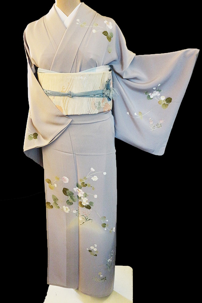 正絹単衣訪問着 レンタルフルセット「手描友禅 加賀調草花