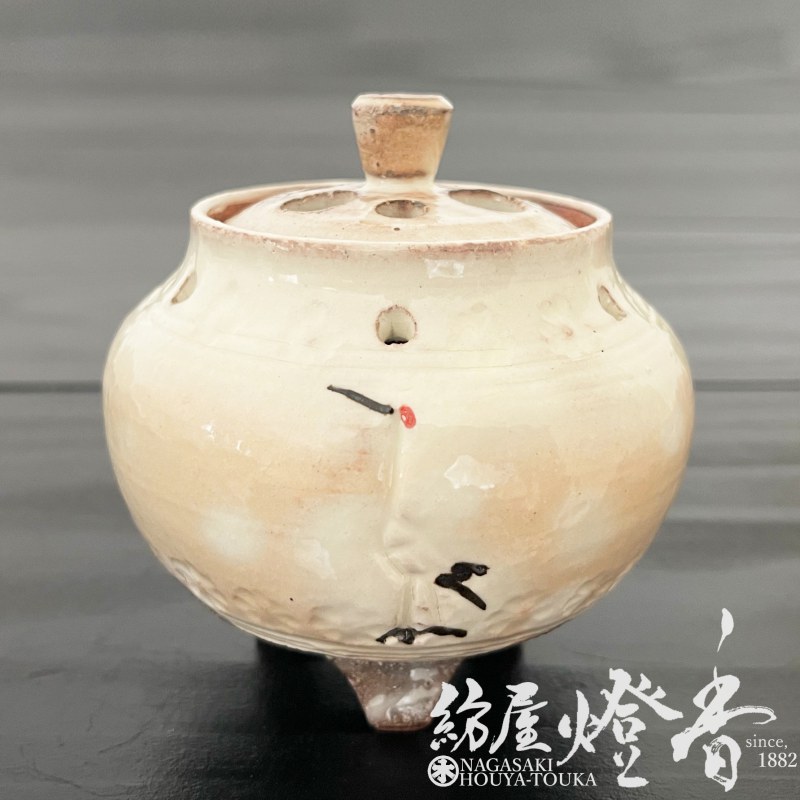 香器『香炉【粉引立鶴(こなひきたちつる)】紙箱入[京焼・清水焼/圭司