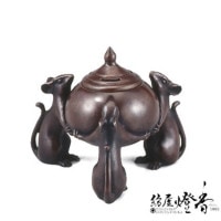 香炉/香器『高岡銅器【獅子龍香炉/金銀彩色】銀製/釘谷洞石作』竹中