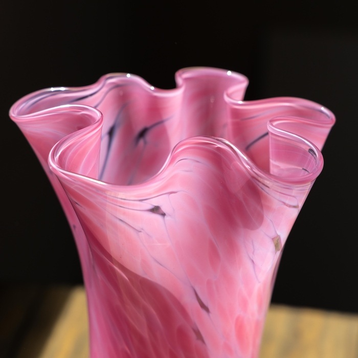 美品 フリルガラス きたいち きたいち硝子 フラワーベース 花瓶 花器