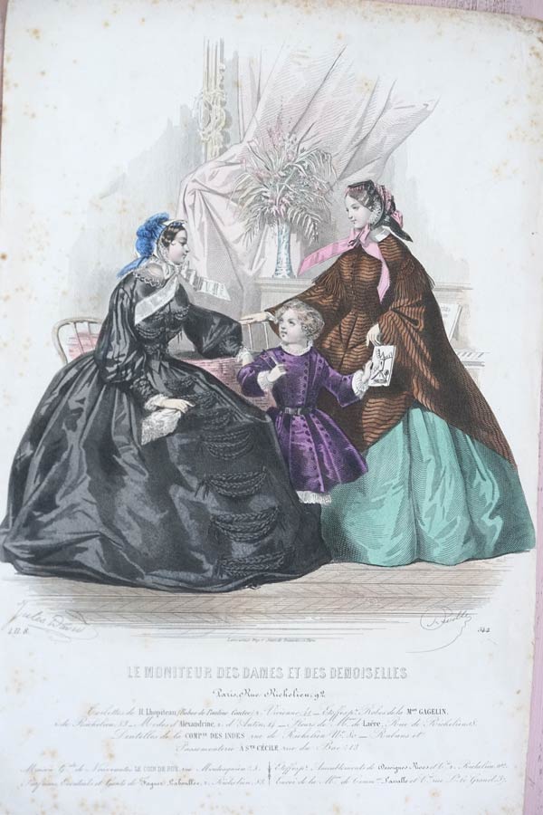 フランスアンティーク ファッションプレート 額 ガラス付き フレーム