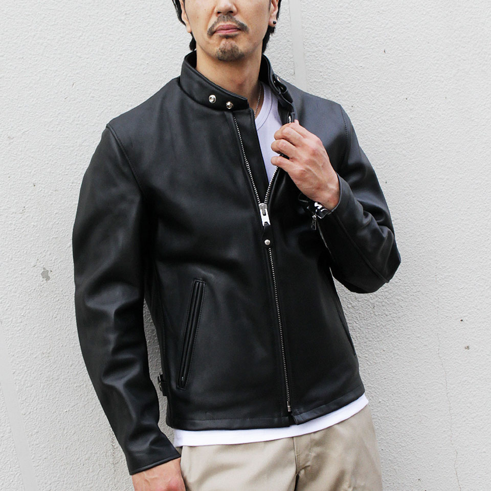 エイソス Schott シングルライダース SCHOTT ブラック USA製 本革