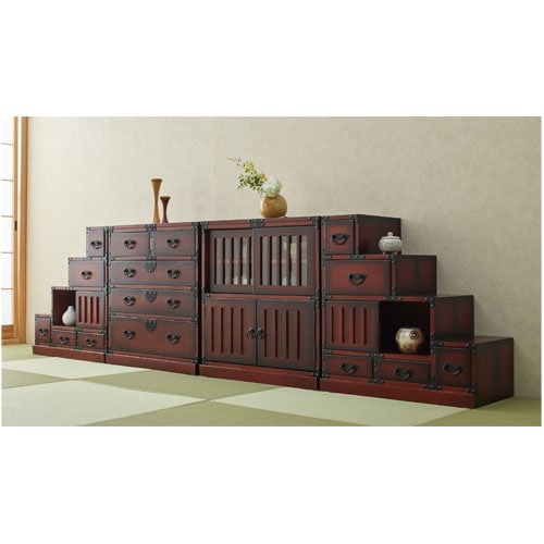 箪笥 民芸調 和箪笥 ワイドチェスト チェスト 和風タンス 桐 洋室 和室