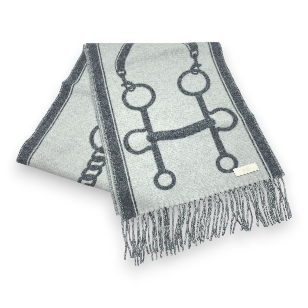 エルメス マフラー モール 30×160 イヴォワール / フランネルグレー