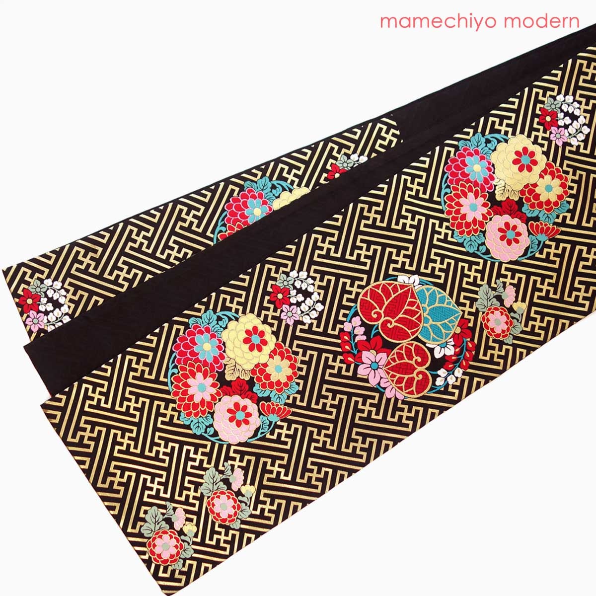 正絹 袋帯 西陣織 紗綾形花丸