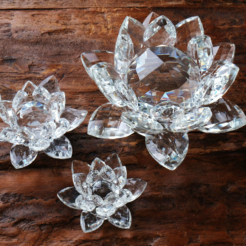 蓮の花ガラス細工 一点モノ 蓮（ハス）の花と鯉 オブジェ ガラス工芸